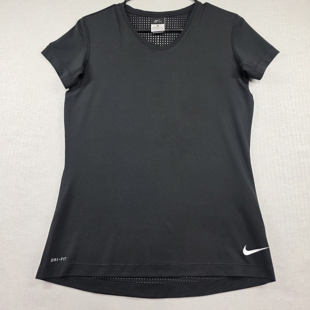 Nike Black Mesh Dri-FIT Short Sleeve Performance Running Top M Sporty Athleisure